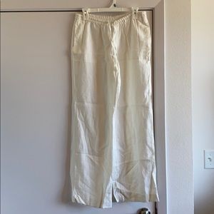 White Linen Drawstring Pants